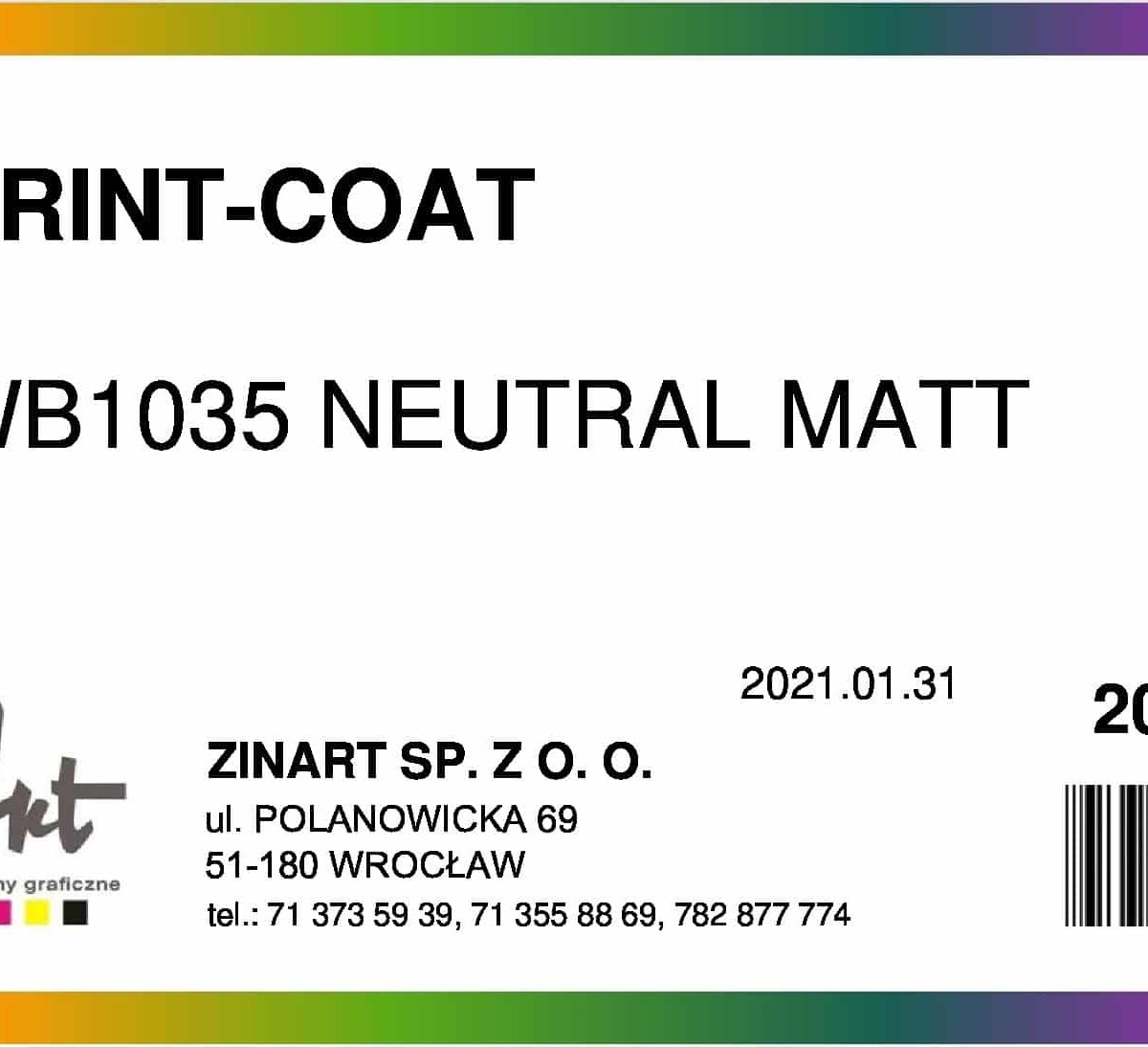 Print-Coat WB1035 Neutral Matt