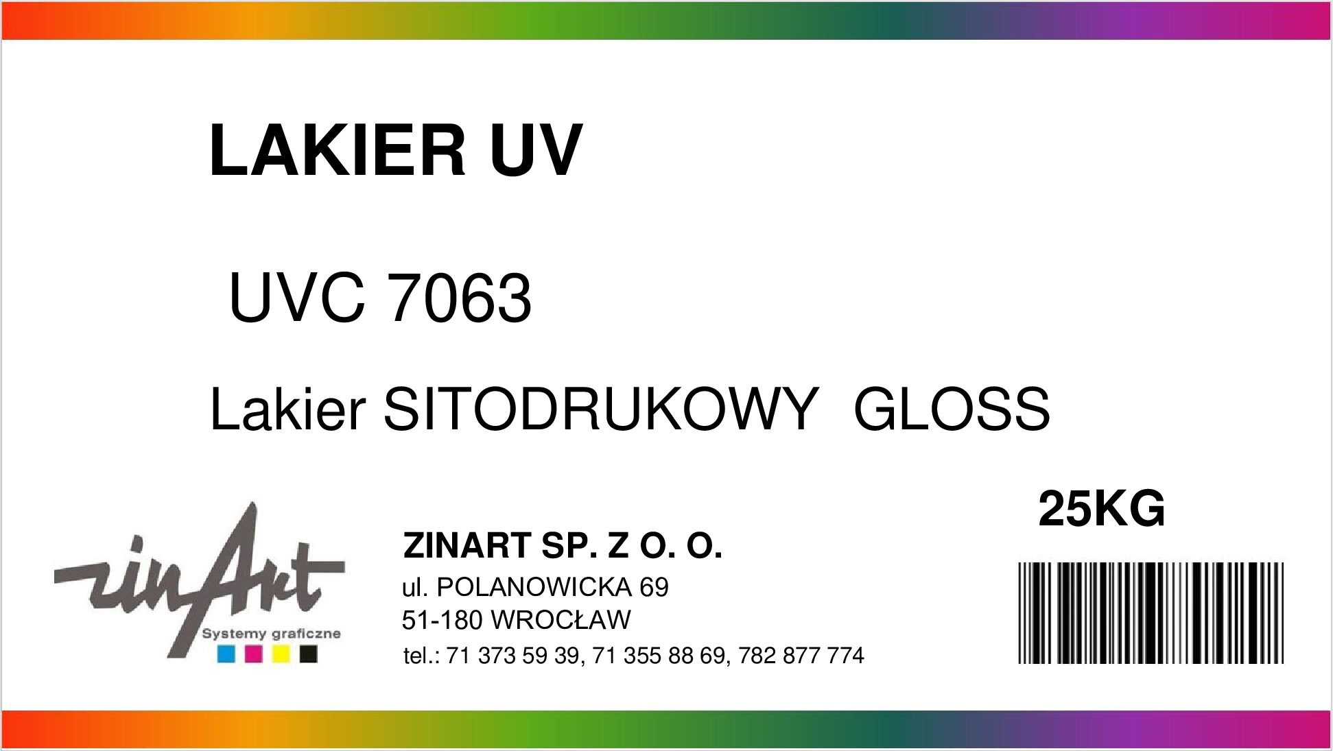 Sitodrukowe - Lakier UVC 7063 Gloss