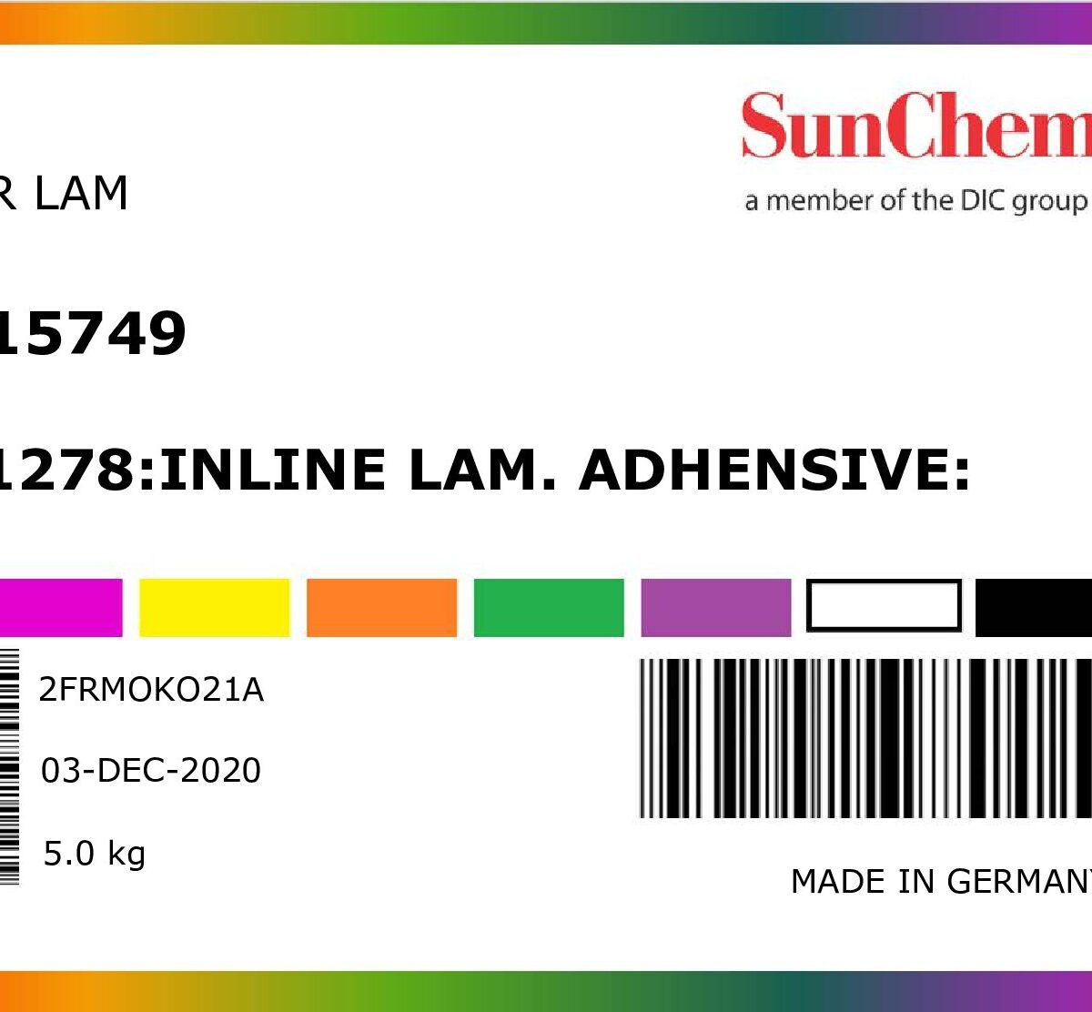 Klej SLA1278: Inline Laminating Adhensive: DL19