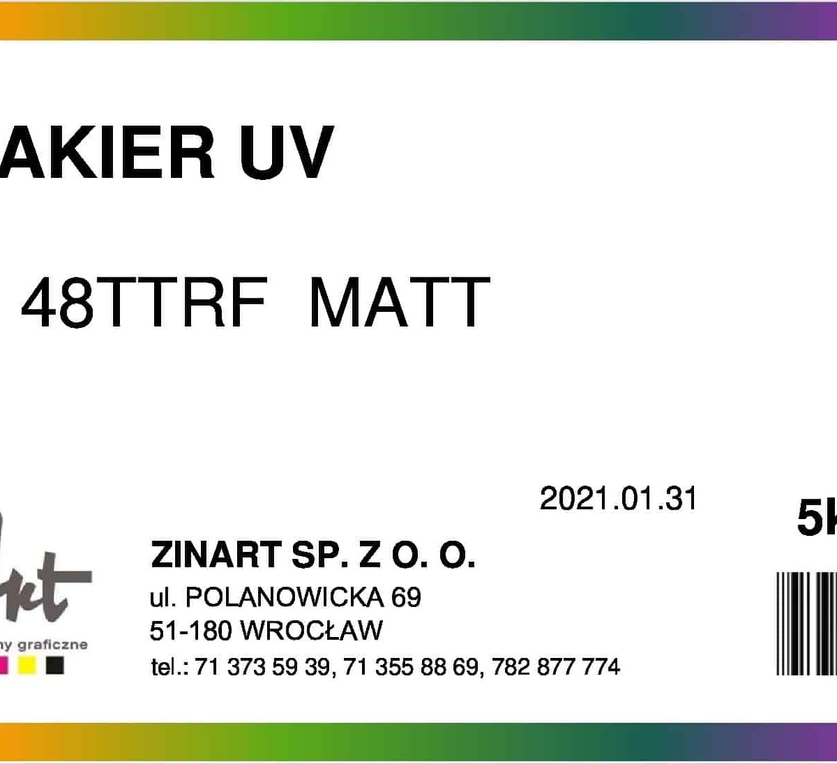 Lakier UV U 48TTRF Matt 5 kg