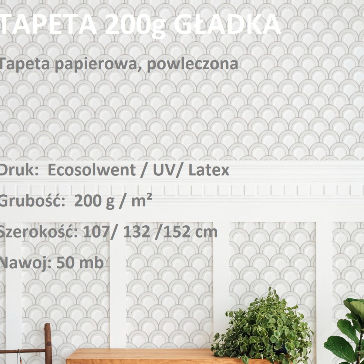 Tapeta papierowa 200g GŁADKA / rolka 152cm